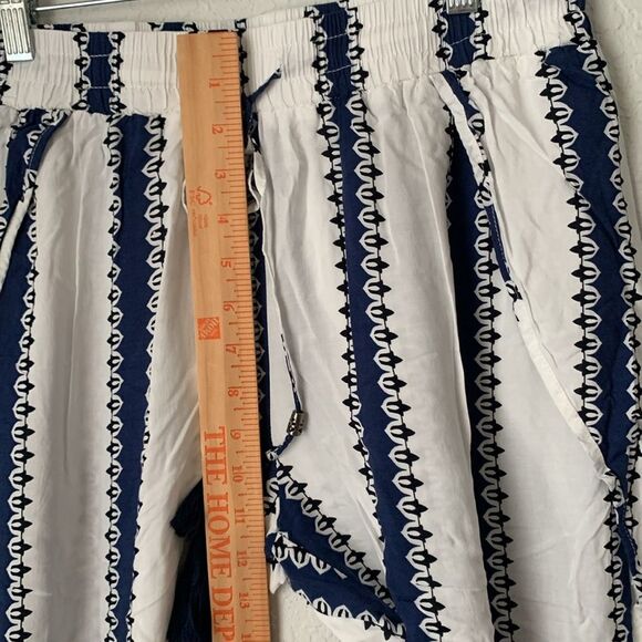 Solitaire Navy White Swimwear Open Sides Rayon Pants Joggers Size L - Picture 3 of 10